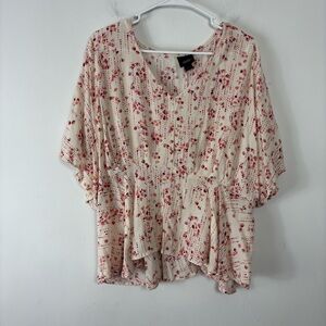Daytrip Floral Blouse Womens L Flowy Fit Dolman Sleeve Classic Feminine Light